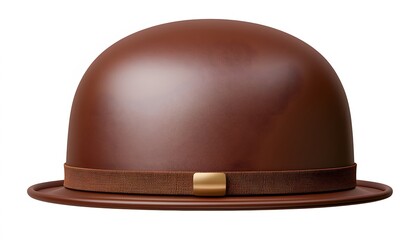 Fototapeta premium Round, brown, vintage-style hat with a decorative band.