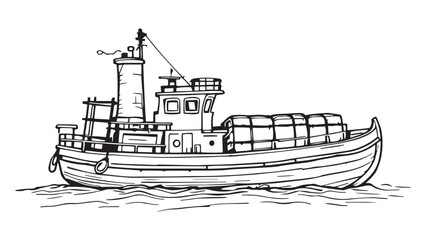 Barge line art illustration