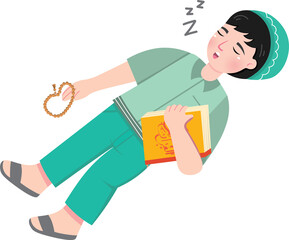 Islamic Boy Resting After Daily Ramadan Routine