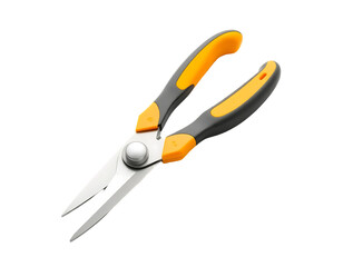 Obraz premium Close-up of orange and grey handled pruning shears isolated.