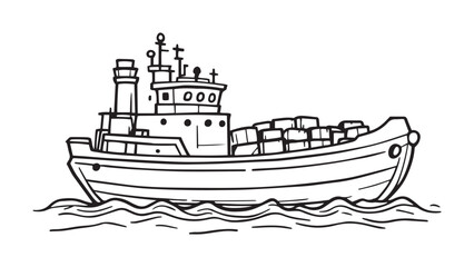 Obraz premium Barge line art illustration