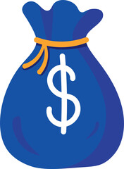 Money Bag Full of US Dollars Illustration for Finance and Wealth Concept