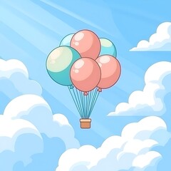 Colorful hot air balloons floating in sky