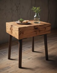 Rustic yet refined wooden side table  Unique grain showcased , wooden, wood grain