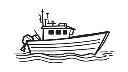 Boat line art illustration 