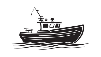 Naklejka premium Boat line art illustration 
