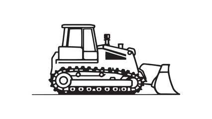Bulldozer line art illustration 