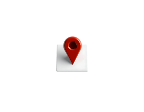 3D Red Location Pin on a White Square