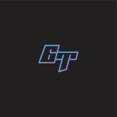 dinamyc line gaming concept monogram logo design letter amazing esport style GT