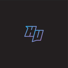 dinamyc line gaming concept monogram logo design letter amazing esport style HU
