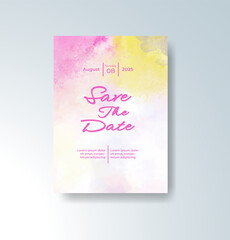 Wedding invitation with abstract watercolor background
