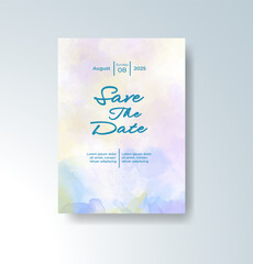 Wedding invitation with abstract watercolor background