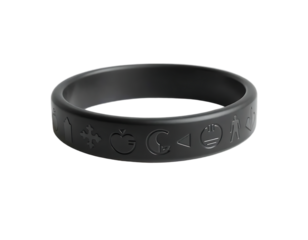 Black Rubber Bracelet with Engraved Symbols