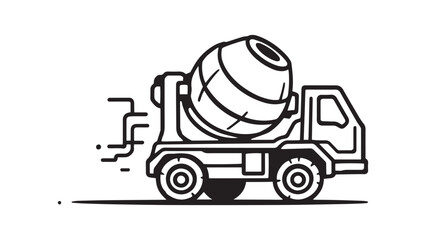 Cement Mixer line art illustration 