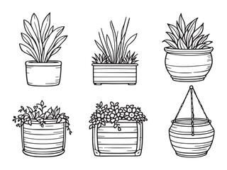 Planter box minimalist line art illustration