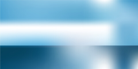 Panoramic abstract blue background for product presentation with sunlight and blurred shadows wall. Winter background.