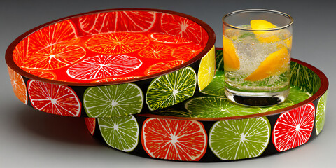 diy painted terracotta trays for serving summer drinks,