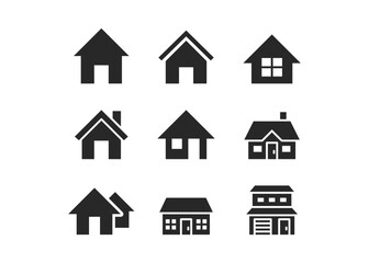Home icon set stock illustration.