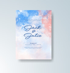 Wedding invitation with abstract watercolor background