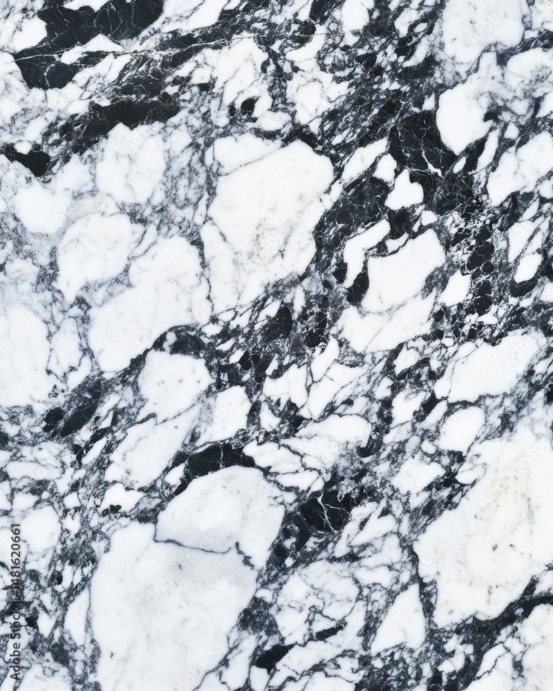 Poster close-up of black and white marble stone texture pattern background from above for interior design a