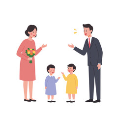 Obraz premium Groom arguing with family member during a gathering with children 