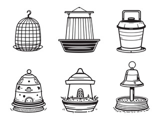 Poultry feeder clean outline vector style