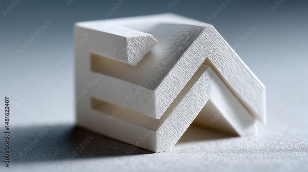 Poster geometric precision: a minimalist artistic expression sculpted from pristine white material, a strik