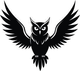 Majestic Owl with Open Wings in Silhouette