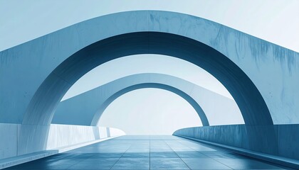 Fototapeta premium Journey into the unknown, a long walkway through mysterious tunnel long