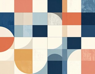 Colorful abstract painting with squares and circles, a modern dynamic artwork
