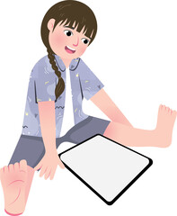 Happy Kid Learning with Tablet – E-Learning Vector Concept
