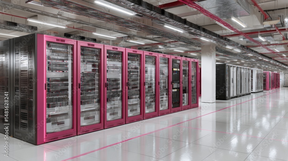 Leinwandbilder glowing server racks create a dynamic atmosphere in a futuristic data center, highlighting advanced 