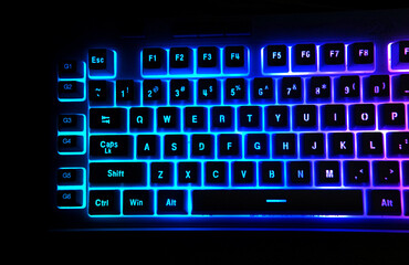 Neon keyboard with various colors