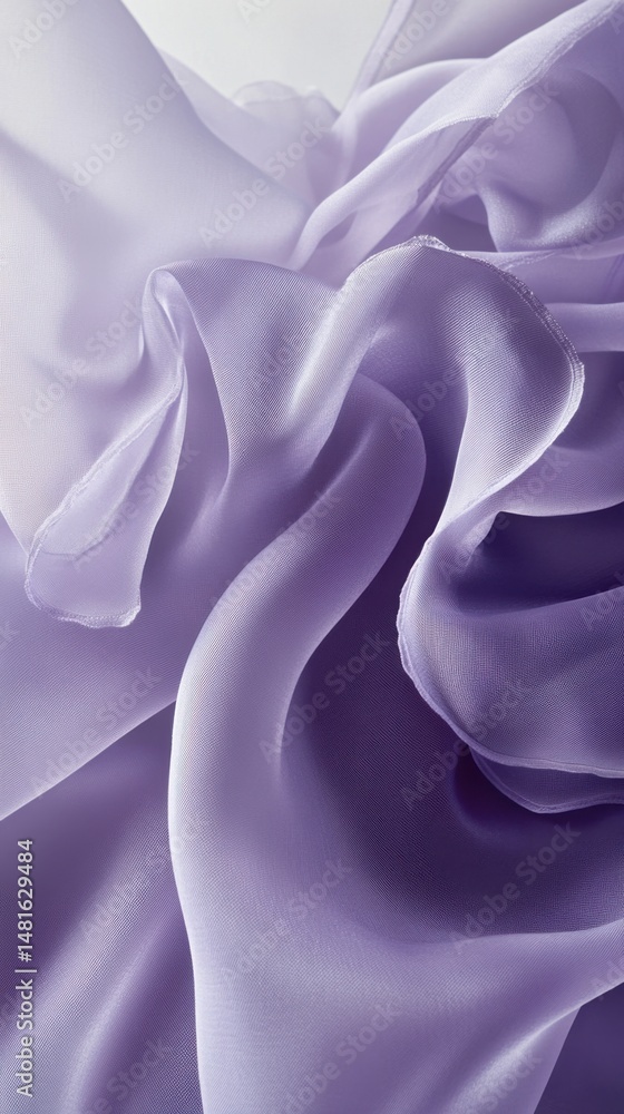 Aufkleber abstract close-up of flowing lavender silk fabric with soft light and shadow play in studio setting