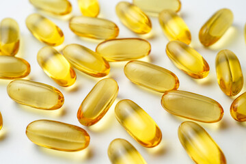 Oil filled capsules, softgel of food supplements, fish oil, omega 3, vitamin D3, vitamin E