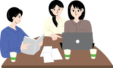 Fototapeta premium Casual Office Talk and Coffee Break – Business People Illustration