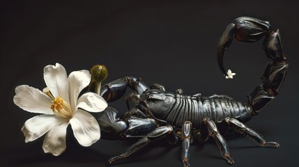 Fototapeta premium Scorpion and Flower, Dark Contrast