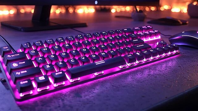 Pink computer keyboard and mouse set