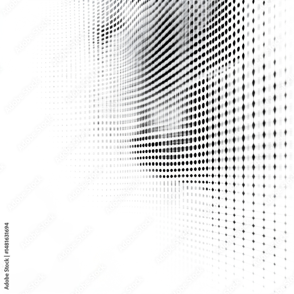Poster abstract grayscale halftone pattern dynamic dots textured background on transparent background