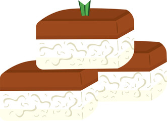 Indonesian Traditional Snack, Takjil Ramadan, Brown Sugar Sticky Rice Cake.