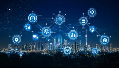 Fototapeta premium Stunning illustration of a smart city with cutting-edge technology.
