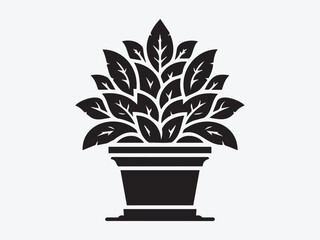 Flower Vase Silhouette Vector with Elegant Floral Arrangement for Home Decor, Botanical, and Interior Design Illustrations