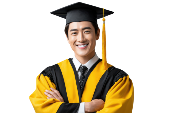 The Future Starts Here: A portrait of a radiant graduate, radiating accomplishment, in full regalia, and the bright promise of the future. A symbol of intellect.