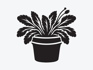 Flower Vase Silhouette Vector with Elegant Floral Arrangement for Home Decor, Botanical, and Interior Design Illustrations
