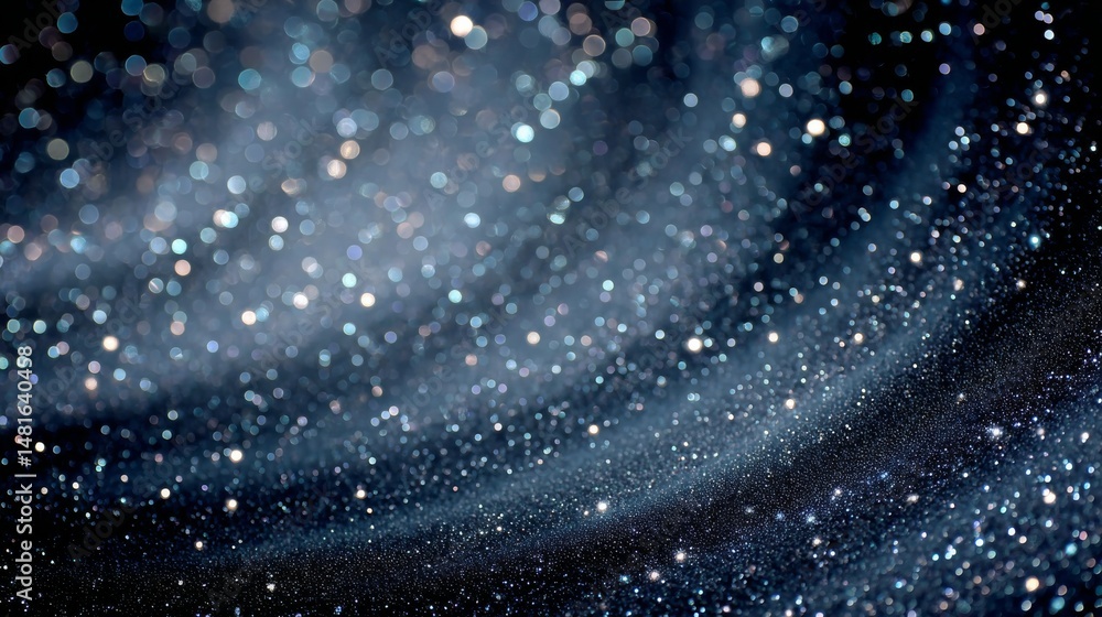 Leinwandbilder silver sparkles form a captivating spiral against a deep navy backdrop, creating an enchanting atmos
