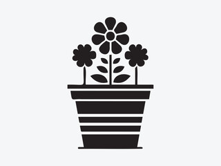 Flower Vase Silhouette Vector with Elegant Floral Arrangement for Home Decor, Botanical, and Interior Design Illustrations