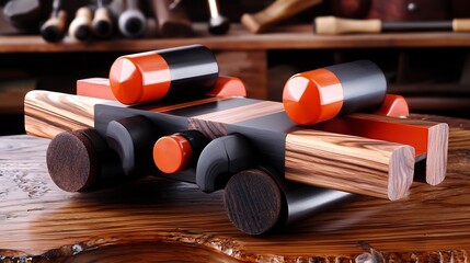 Wooden toy vehicle with contrasting colors