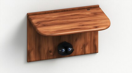 Wooden wall-mounted shelf with a small overhang