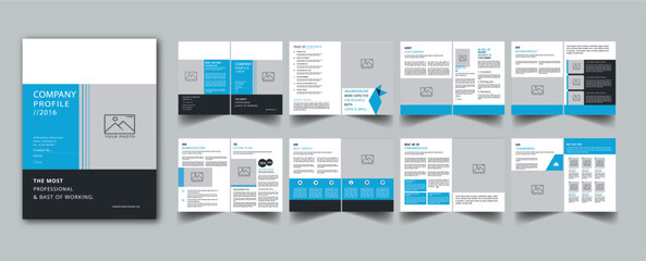 Company Profile Brochure Template layout cover page with 16 page design concept Accents