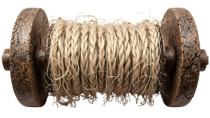 Traditional Andorran wool spindle from 1800s with rustic texture isolated on white historic Pyrenean textile tool